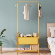 키밍 스탠드 옷걸이 행거 수납공간 옷정리 선반 KM3676-242, 2단 수납포켓, 오렌지