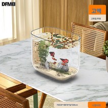 DFMEI 소형 어항 테이블면 거실 소형 딥워터 거북이 항아리 거북이 키우기, 29*19*26원형(세트1)