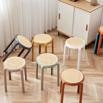 프린스케이퍼니처 파스텔 라탄스툴 간이 보조의자, 그린