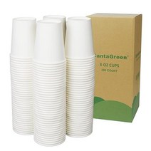 CantaGreen 340931 칸타 그린 6 OZ 화이트 페이퍼 컵 200 카운트 헤비듀티 일회용 고온 저온