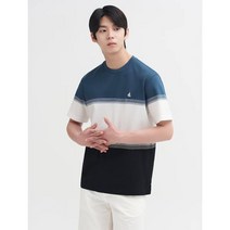 빈폴 [30%OFF]블루 경량 피케 컬러 블록 티셔츠 (BC2442C25P)