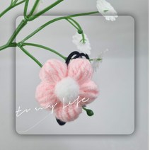 핸드메이드 뜨개질 머리끈 꽃