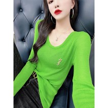 스웨터니트이너셔츠 6캔디 색 긴 소매 브이넥 여성 가을 스키니핏 양털 울 얇은 4113483719