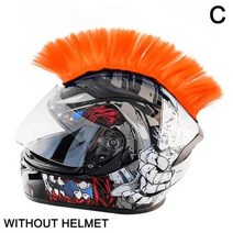 헬멧 가발 양갈래 다채로운 장식 헤어 펑크 다채로운 cockscomb motocross 전체 얼굴 오프로드 장식 붙여 넣기 자동차 액세서리, 주황색