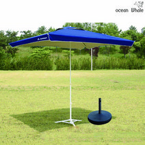 Ocean Whale 대형 사각 파라솔 + 12kg 원형 받침대 세트, 와인+12kg 받침대