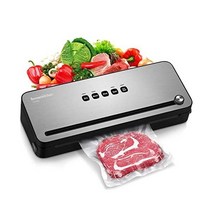 Bonsenkitchen Vacuum Packing Machine for Foods Sealer with Built-in Cutter Both Wet and Dry Roll Ba, Silver