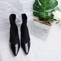 스틸레토 에나멜 토 스판 여성 삭스 부츠 6cm