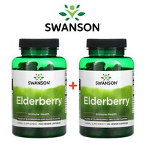 (1+1) 스완슨 엘더베리 엘더플라워 Swanson Elderberry 삼부커스 니그라 이뮨 헬스 120 베지캡슐 2팩