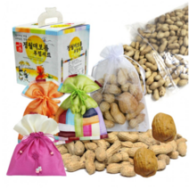 정월대보름 땅콩 호두 부럼 복주머니 세트 유치원 어린이집 회사 공공기관 선물, 실크사각주머니 땅콩30g+호두1알