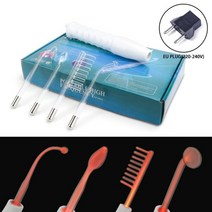 얼굴마사지기계 셀프 홈케어 뷰티 마사지기 4 In 1 고주파 전극 지팡이 전기 치료 유리 튜브 미용 기기 여드름 스팟 리무버 얼굴 주름 방지 스킨 케어 스파, EU 플러그, 협동사