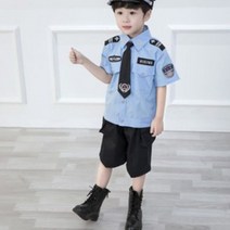 공연복 육일 petty traffic police officer 유니폼 퍼포먼스 남여아동 소경찰 무대 4880218551, 140, 남자타입 :반팔 _반바지 _넥타이
