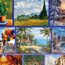 [신규] 리빙듀오 DIY 쉬운 명화 유화 그림 그리기세트 61종 중형 40 x 50 (ver 2), 59. A-122 상트페테르부르크의 교회(40x50)