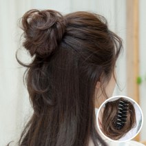 루즈루나 여자똥머리 당고머리 만두머리 올림머리 부분가발 집게, 내츄럴블랙, 1개