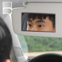 자동차 화장거울 소형 사각형 타원형 선바이저 미러, 제이샵 라운드 소형