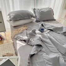 침대 라이닝이불커버세트 Blogger 동일한 쉬폰 Saichang Xia는 4 개의 에어컨에 의해 퀼트되었고 Xia Liang, 얕은 회색, 200*230cm 여름은 4 개의 -피스 세트 (3-