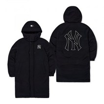 MLB 베이직 메가로고 롱패딩 파카 NY Black