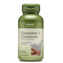 GNC 시나몬 플러스 크롬 60정 (베지캡슐) Herbal Plus Standardized Cinnamon Chromium 60 Vcaps, 1개