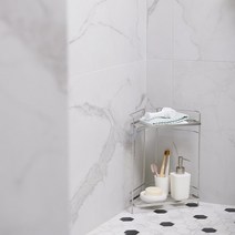 [JAJU/자주] 벽에도 부착하는 스텐 코너선반_2단, FR, 실버