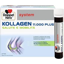Doppelherz Doppelherz system KOLLAGEN 11000 PLUS - 콜라겐 비타민 미량원소 등이 함유된 뼈 관절 힘줄용 식품 보충제 - 글루텐 및 유, 2개