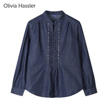 [올리비아하슬러] 차이나카라넥 플라워줄기 블라우스