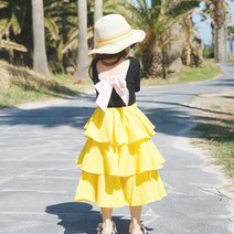 앨리홈 옐로 캉캉 투피스