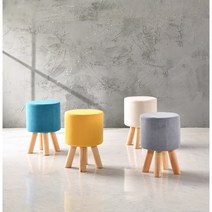 봉봉 화장대의자 인테리어 스툴 패브릭 컬러 보조의자 원형, 그레이