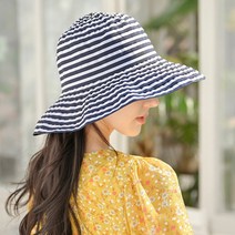 스트립 자외선차단모자 여성여름모자 여름모자 벙거지모자 버킷햇 여성모자 (10컬러)