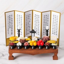 미니어처 전통 제사상 병풍포함 납골당 꾸미기 핸드메이드 전통 제사상 주류 추가
