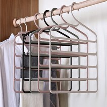 해시트리 1초옷걸이 신박한정리바지걸이 5단 4종류 틈새활용바지걸이, 핑크