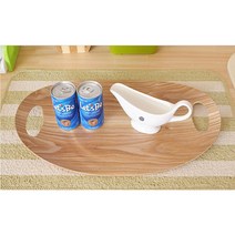 타원형 심플 손잡이 우드 트레이 플랫 슬림 카페 쟁반