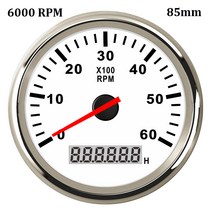 85mm 6000/8000 RPM 타코미터 LCD Hourmeter가있는 자동차 보트 타코 게이지 해양 요트 게이지 12V 24V에 맞는 빨간색 백라이트, WS 6000RPM