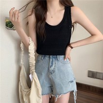 코바늘조끼 뷔스티에 크로쉐 모리룩 여자 니트 펀칭 할머니