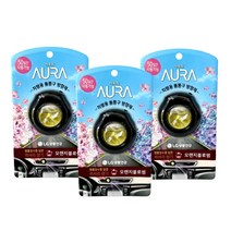 아우라 차량용 통풍구 방향제 본품 5ml 오렌지블로썸, 3개
