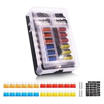 LED 표시 등 12 웨이 12V 퓨즈 박스 12 볼트 블레이드 퓨즈 블록 12 회로 W / 네거티브 버스 방수 신관 상자, 하나, 검정