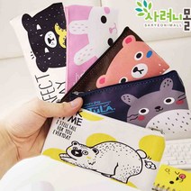 사긱 연필 필기류 캐릭터 필통 케이스, 블랙곰