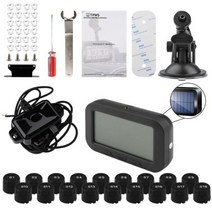 TPMS 부품 LCD 타이어 압력 모니터링 시스템 열 외부 방수 센서 실시간 트럭 자동차 알람 모니터, Solar charging_18Pcs Sensor