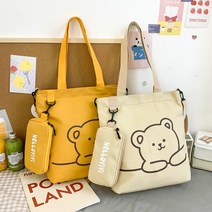 [HAN] 사이드 포켓 큐트 베어 숄더백 에코백 가방 장바구니 쇼핑백 쇼퍼백