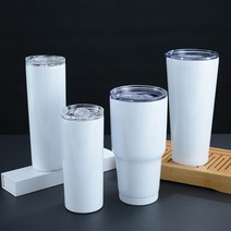 크로스보더 20oz 핫 승화 텀블러 레인보우 페인트 열전사 코팅 진공 스텐 스트레이트 컵, 흰색, 30oz 컵