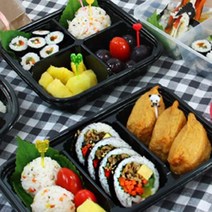 일회용 피크닉 야외 도시락세트 코스트코 휴대용 김밥 반찬 런치박스 캠핑 낚시 단체도시락, 블랙원형밀폐형3P