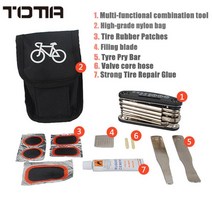 자전거 타이어 수리 도구 키트 가방 세트 고무 패치 접착제 멀티 툴 사이클링 서비스 접이식 육각 렌