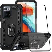 DuoLide 샤오미 샤오미 포코 X3 GT/레드미 노트 10 프로 5G 케이스 유리 액정보호필름 하이브리드 헤비 듀티 듀얼 레이어 긁힘 방지 디펜더 킥스탠드 아머 케이스 커버