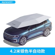 차량용 그늘막 썬쉐이드 해수욕장 방수 타프 SUV 햇빛가리개 자동차 커버, L 4.2m 반자동 은색