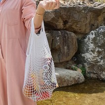 코튼 메쉬 토트 장바구니, 블랙_원사이즈