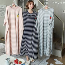 반팔 단가라 원피스잠옷 3컬러 순면 여름 과일 홈웨어 공주 파자마 임산부 수유