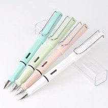 버터필감 마카롱 만년필 저가 입문 선물, 투명 하드 케이스, 핑크, EF