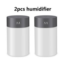 Funshing-초음파 미니 자동차 공기 가습기 260ML 아로마 디퓨저 휴대용 USB 에센셜 오일 청정기 LED 램프 가전 제품, 블랙 2 개