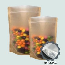 전면반투명+후면종이(크라프트) 지퍼스탠드봉투 [100매], 15*22(4)