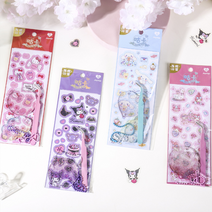4종 산리오 아크릴 키링 스티커 꾸미기 만들기 DIY 데코 키홀더, 키티