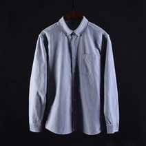 캐쥬얼 와이드 이지 세부 감각 가을 순면 코튼 옥스포드 방적함 긴 소매 와이셔츠 남성 심플 솔리드 무지 789810132