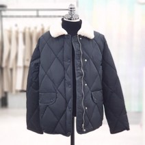 에이비에프지 카라넥 퀄팅 블랙 패딩 점퍼 HISFW4U01A3